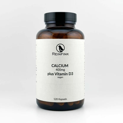 Calcium und Vitamin D3 Kapseln im Braunglas
