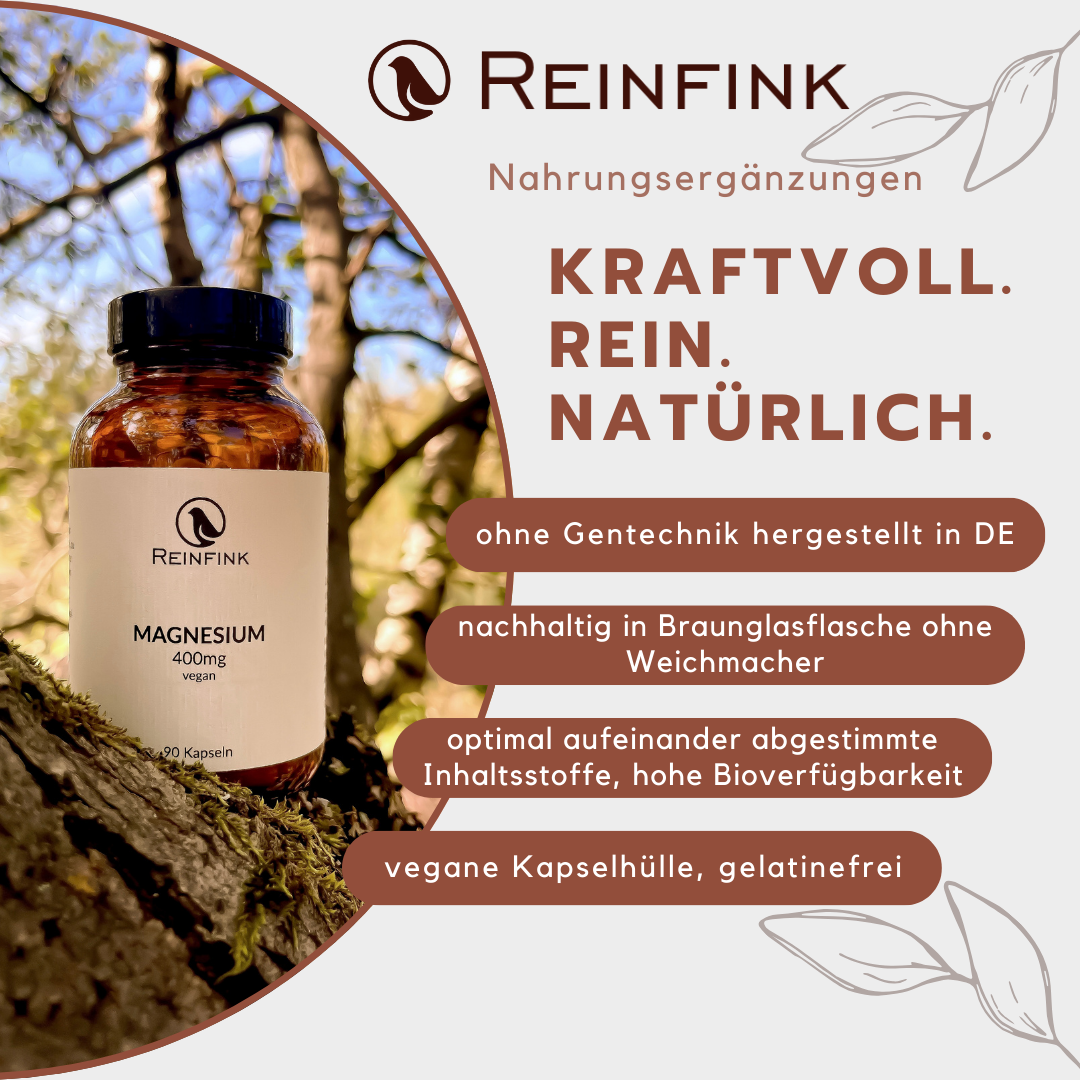 Reinfink Nahrungsergänzungsmittel in Braunglasverpackung und ohne Gentechnik