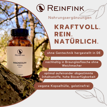 Reinfink Nahrungsergänzungsmittel in Braunglasverpackung und ohne Gentechnik